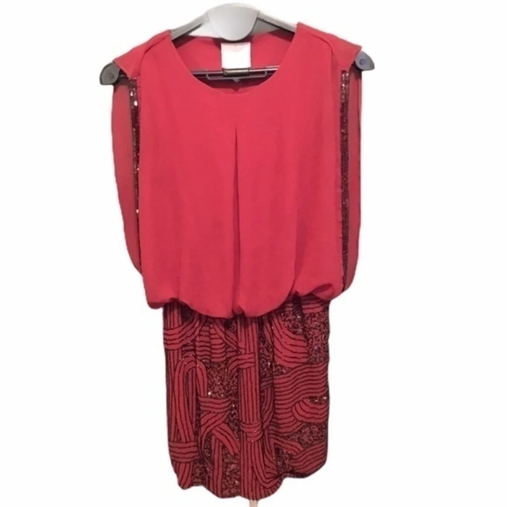 Romeo & Juliet Couture Beaded Red Blouson Dress